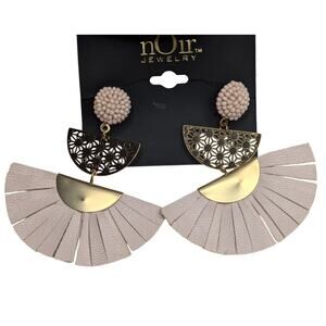 nOir Jewelry Pink Faux Leather Fan Earrings